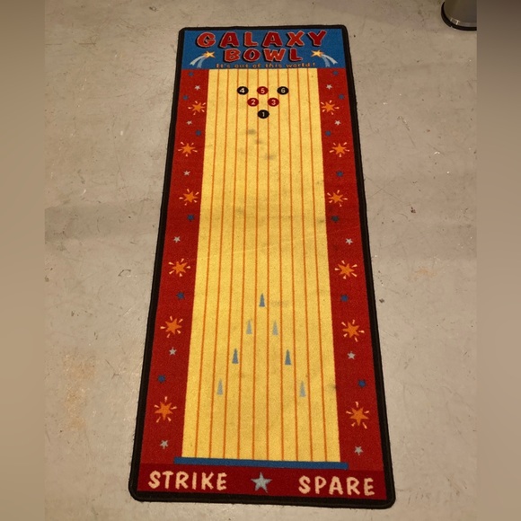 Vintage Galaxy Bowl Bowling Rug Carpet 67 X 26 Rare - Picture 1 of 11